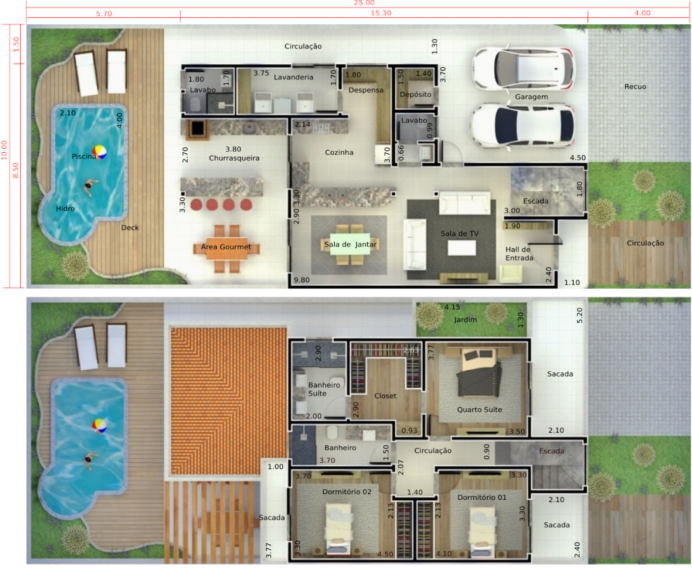 Floor plan with pool and deck10x25