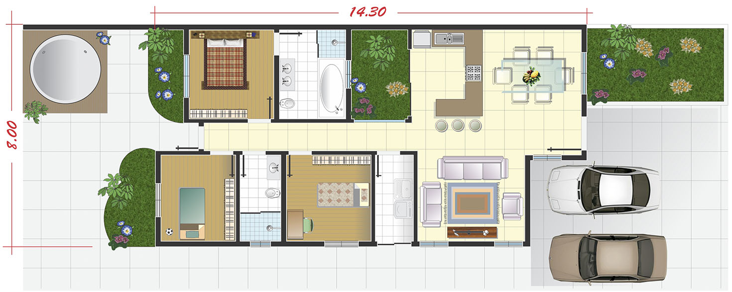 Ground floor house with large garage10x25