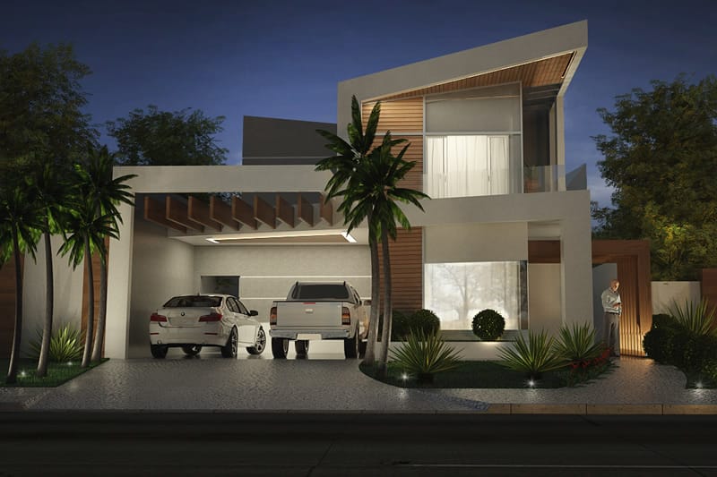 Two storey house with wood flooring