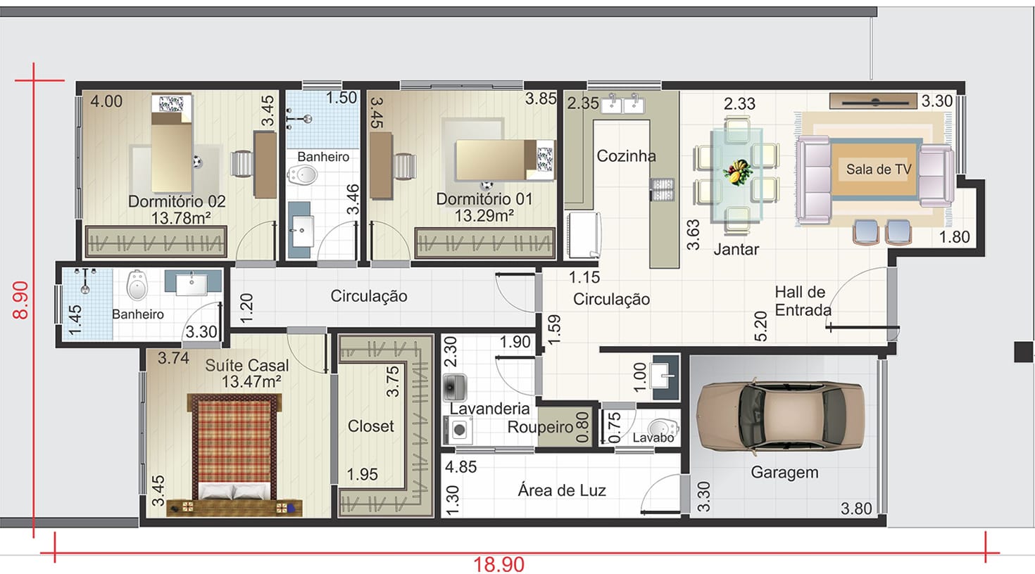 Single storey house with stone facade - Plans of Houses, Models and Facades  of Houses