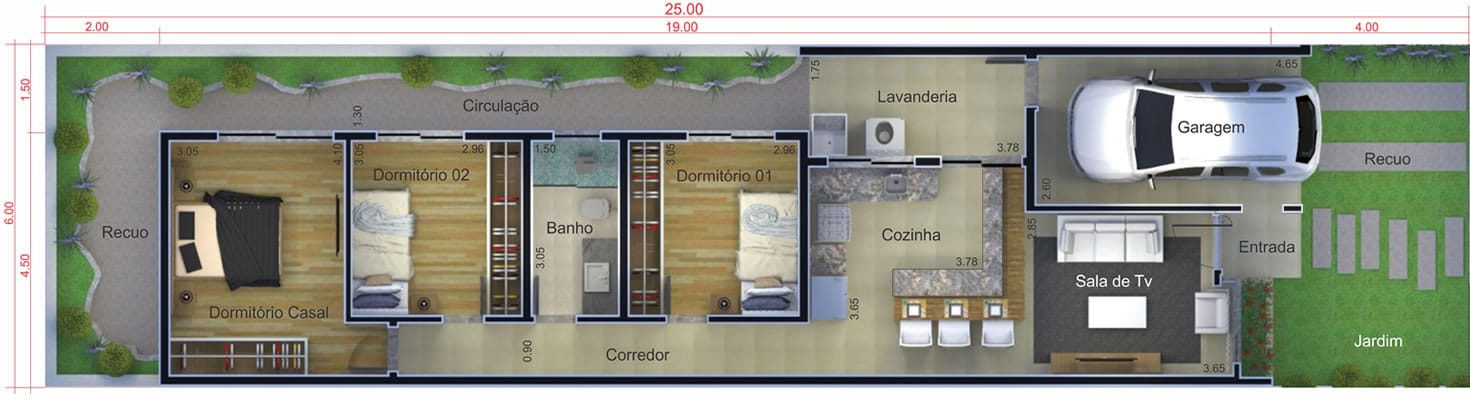 House plan with exposed brick6x25