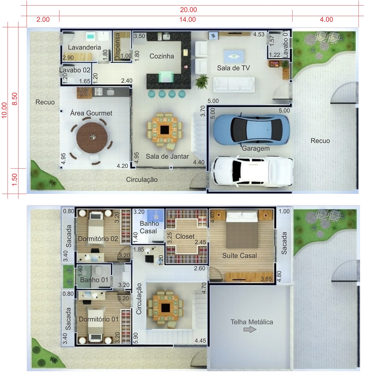 Floor plan with built-in roof10x20