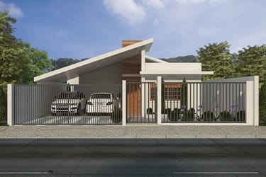 Single storey house with garage for two cars
