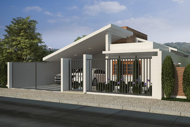 Single storey house with garage for two cars