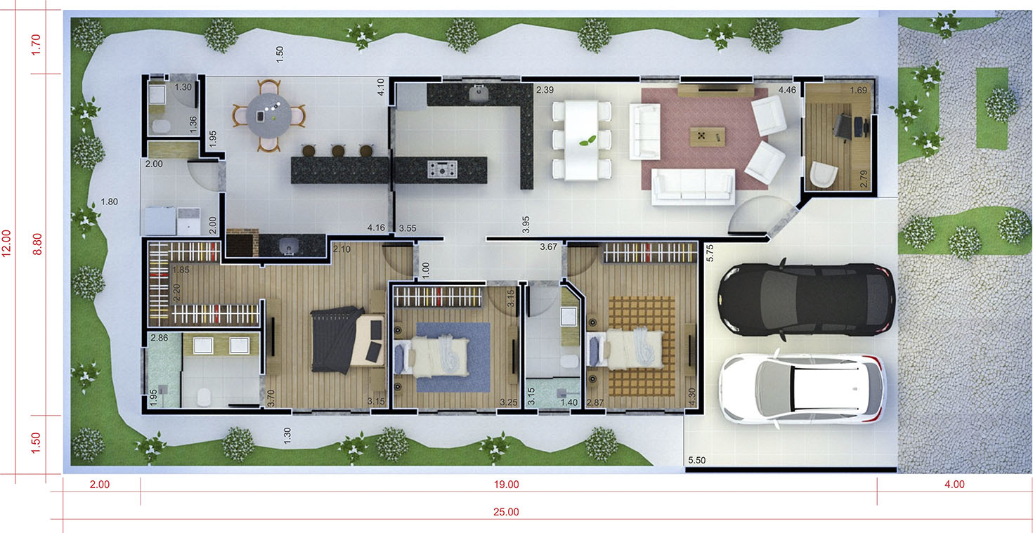 Floor plan with apparent roof12x25