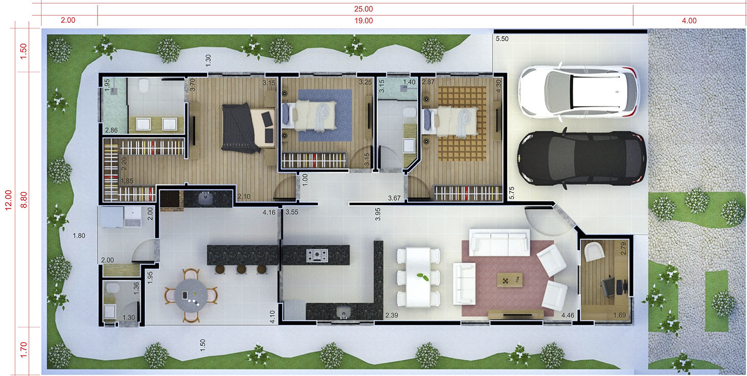 Floor plan with apparent roof12x25