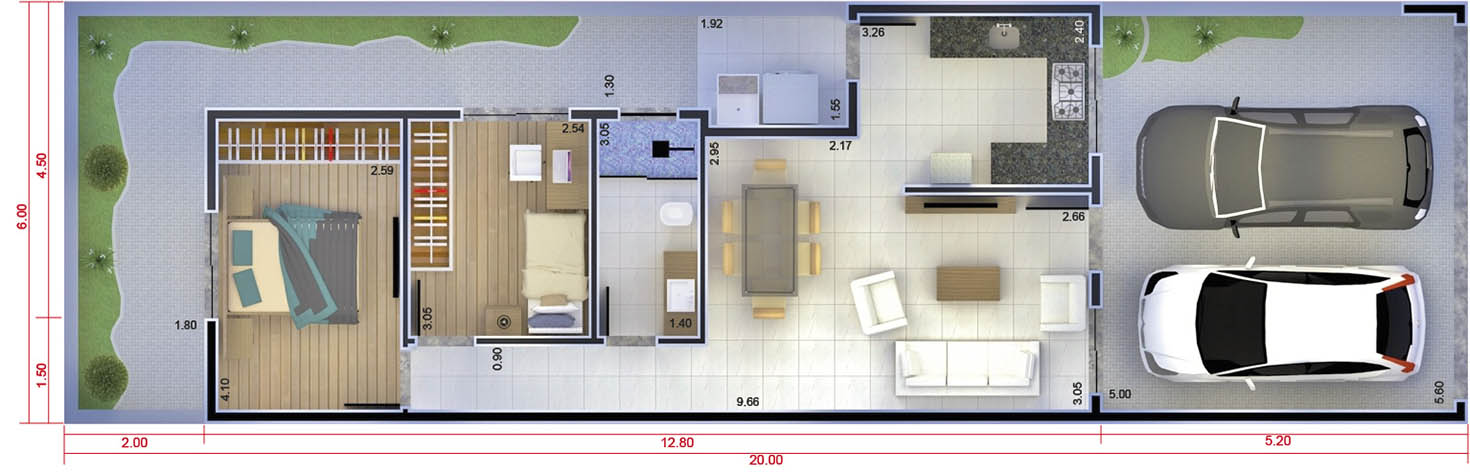 House plant with closed gate6x20