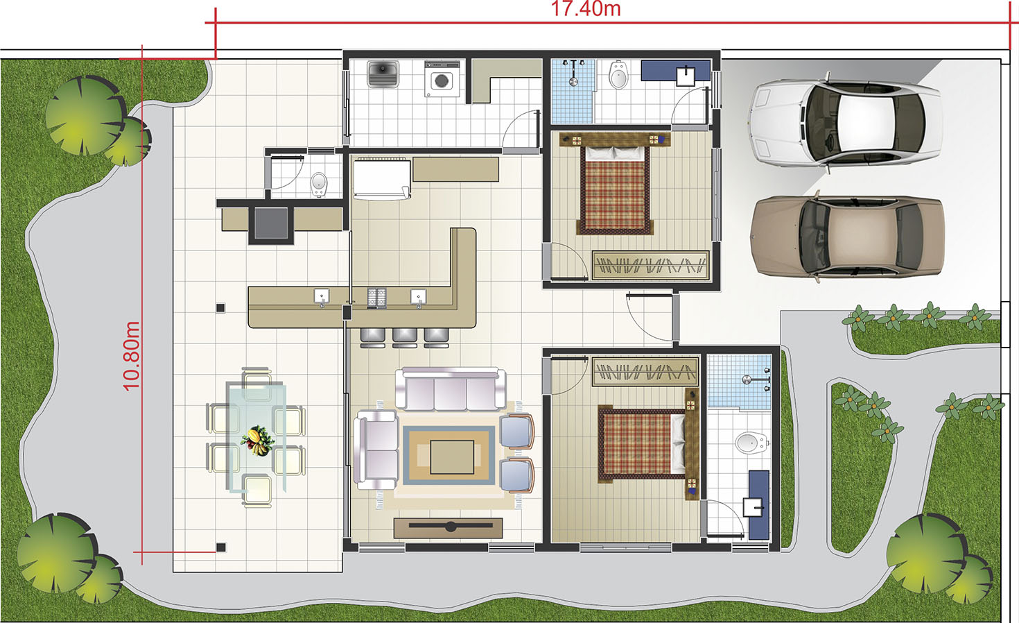 Rustic single storey house plan12,50x25