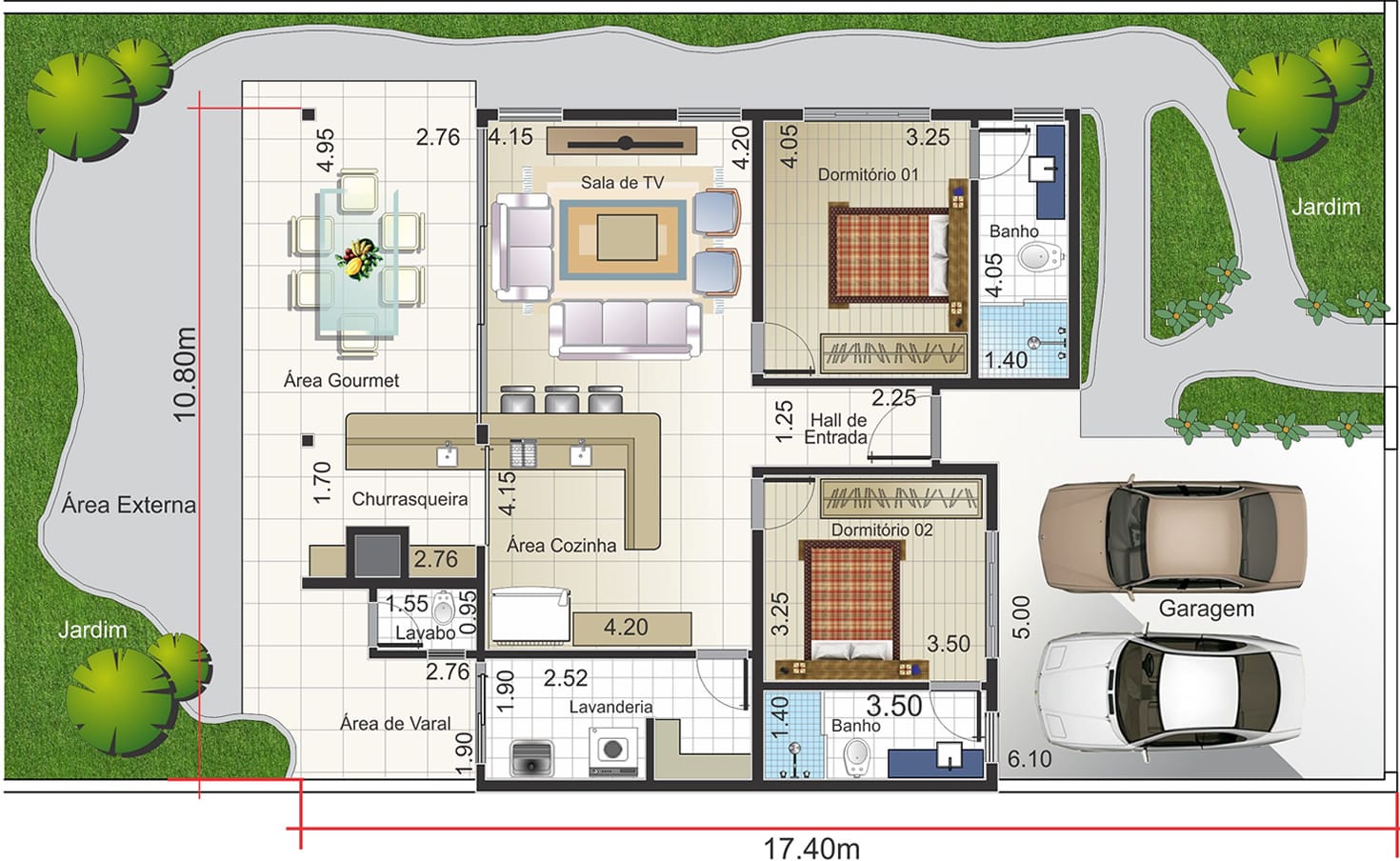 Rustic single storey house plan12,50x25