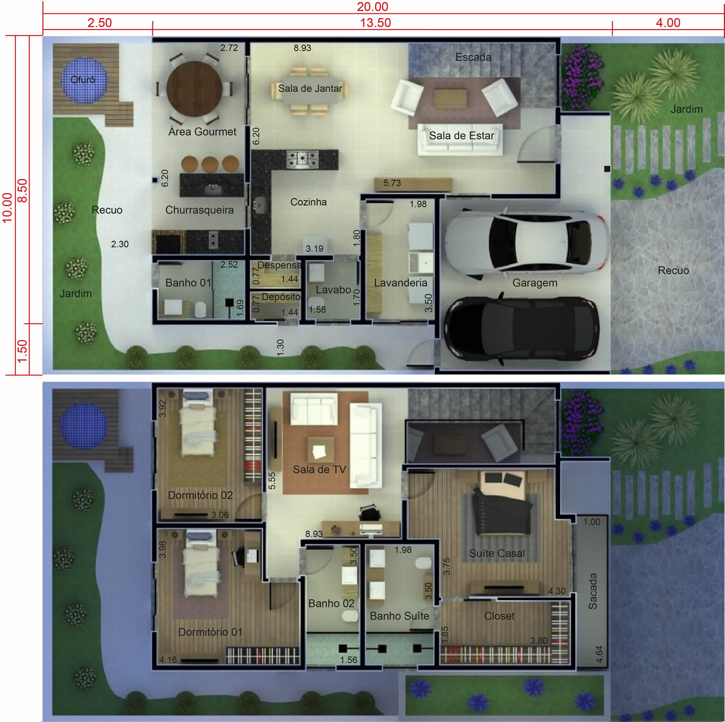 Sobrado with modern facade10x20