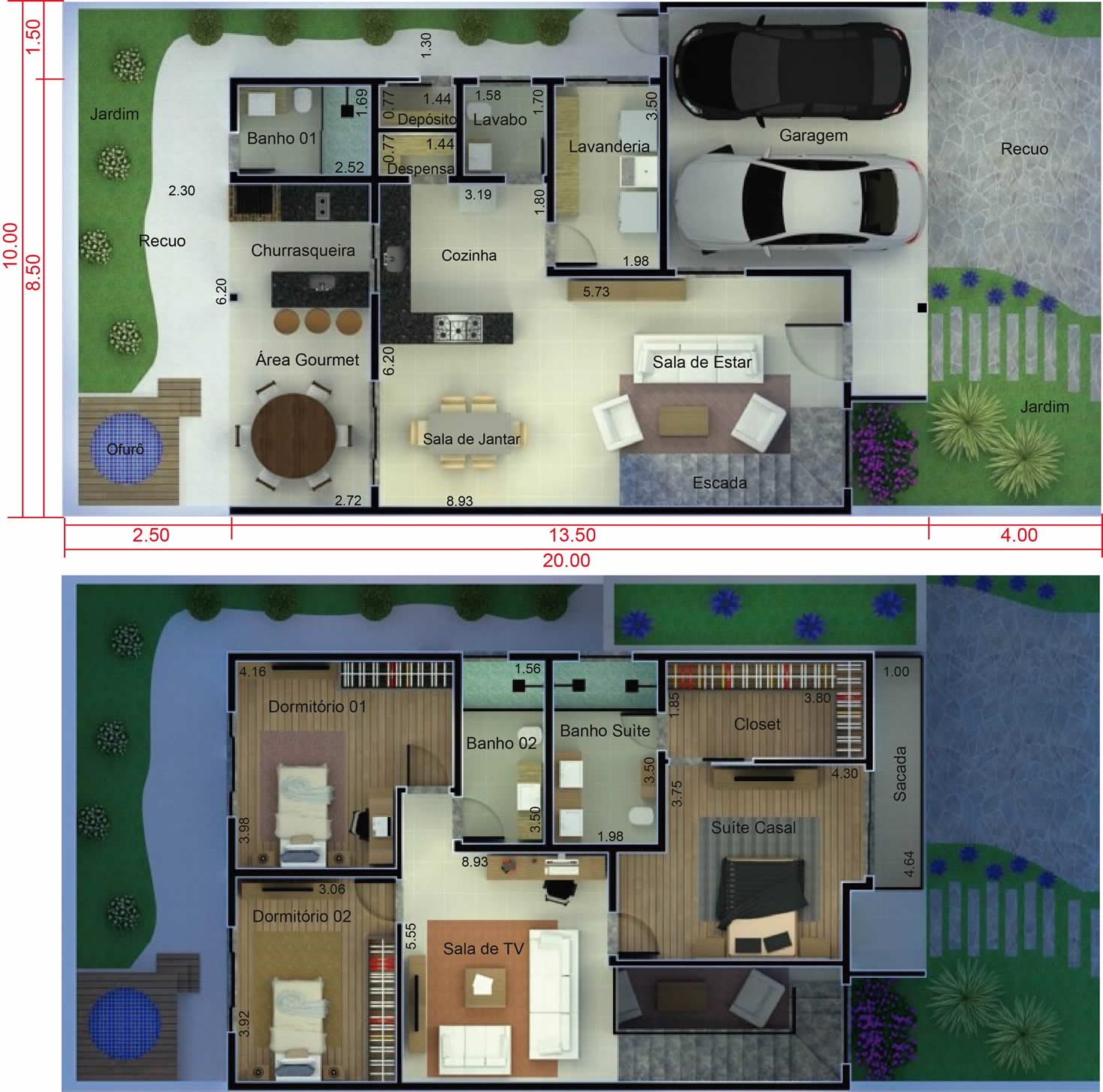 Sobrado with modern facade10x20