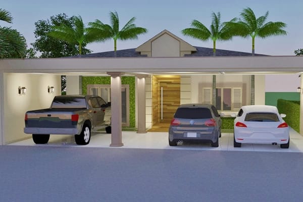 House plan with 3 parking spaces