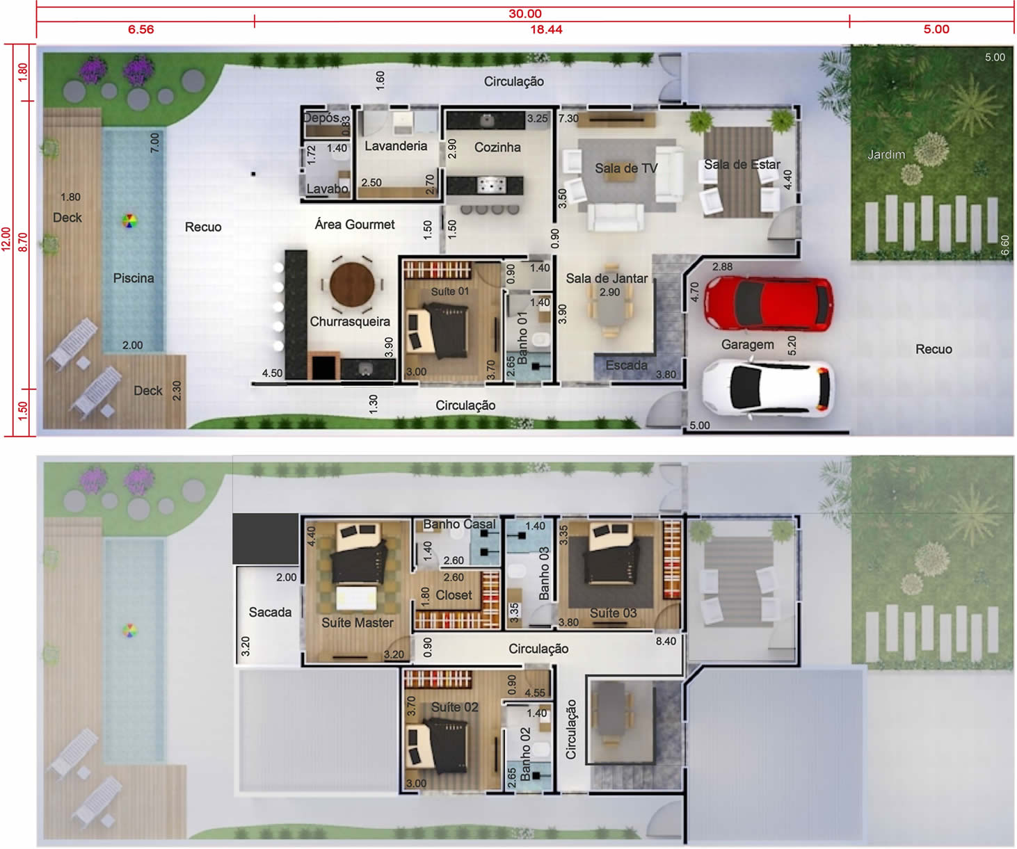 Floor plan with bedroom on the ground floor12x30