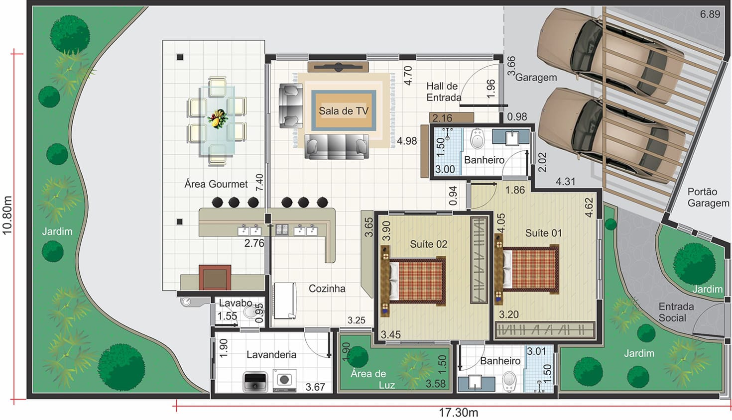 Modern house plan with gourmet area12,50x25