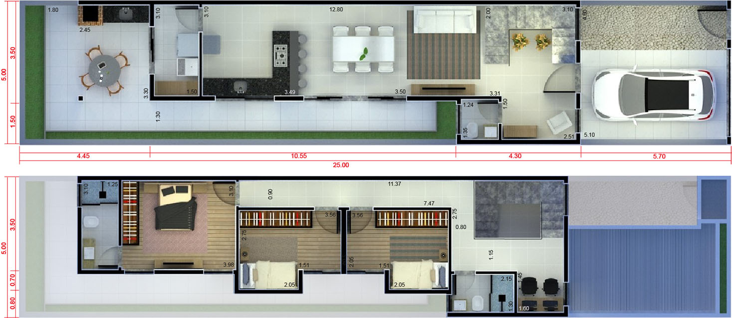 Floor plan with 5 meters of front5x25