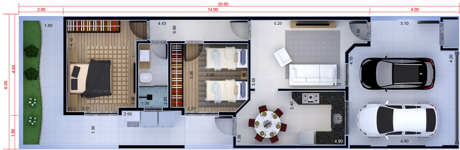 House plan with kitchen closed - Plans of Houses, Models and Facades of  Houses