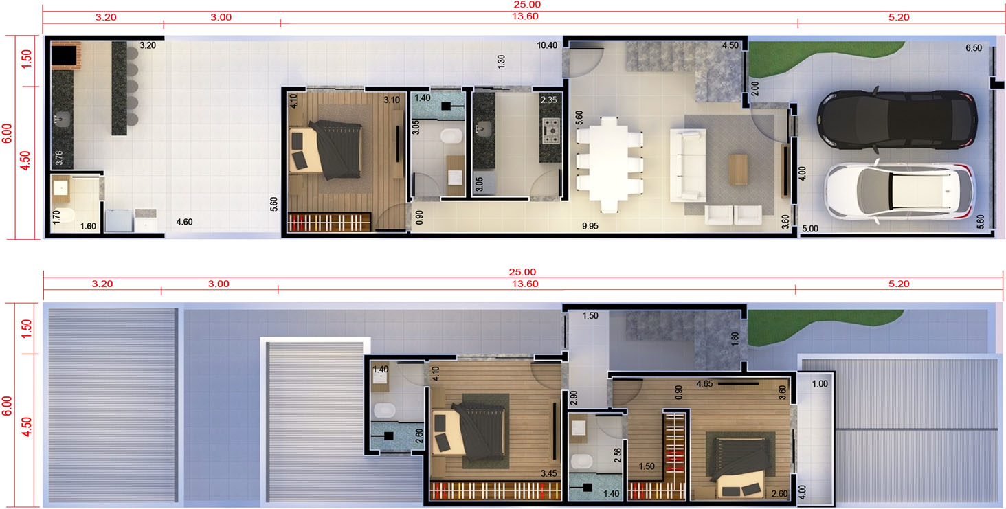 Floor plan with bedroom underneath6x25