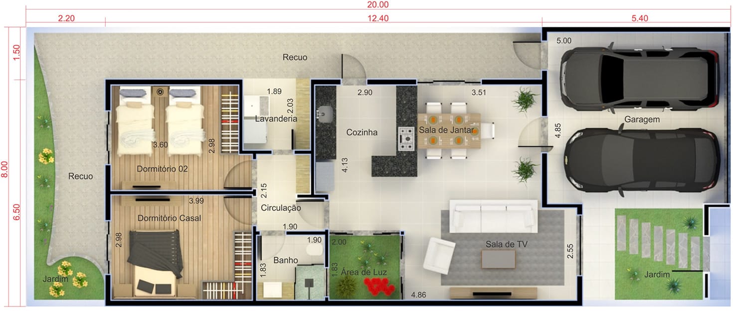 House plan with American kitchen8x20